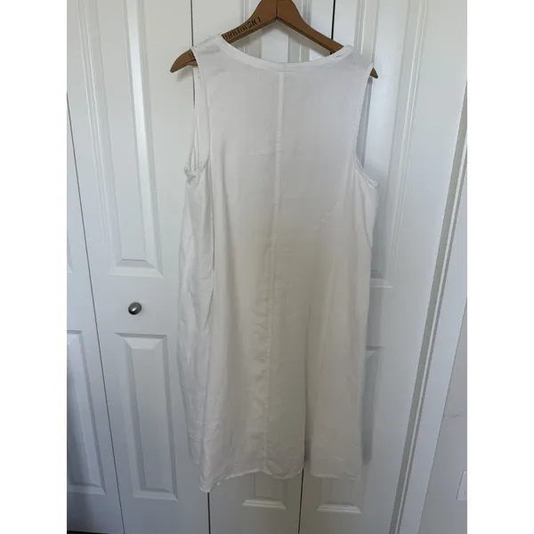 J. Jill Elements Linen White Elliptical High Low Sleeveless Large Dress - Image 4
