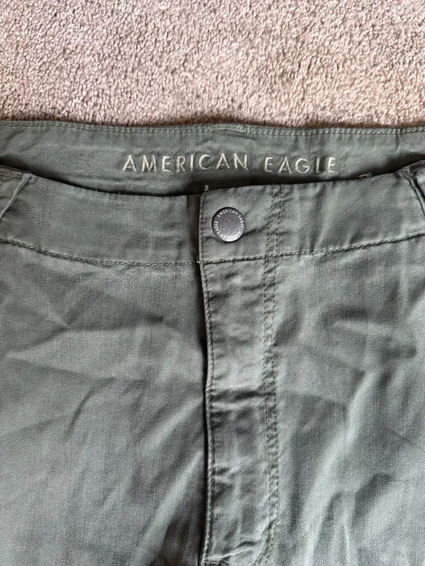 American Eagle Olive Green Super High Rise Baggy Wide Leg Pants‎ Size 6 - Image 4