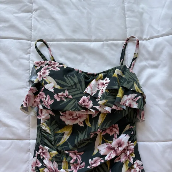 Kona Sol Swimsuit One Piece Womens Small Green Floral‎ Tropical Beach Summer - Image 2