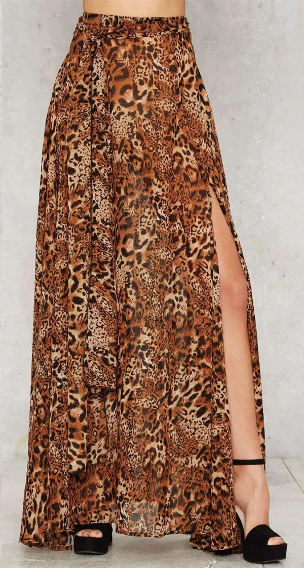 LIONESS NWT Princess Polly/ Nasty gal leopard animal print chiffon High Waisted maxi skirt - Image 8