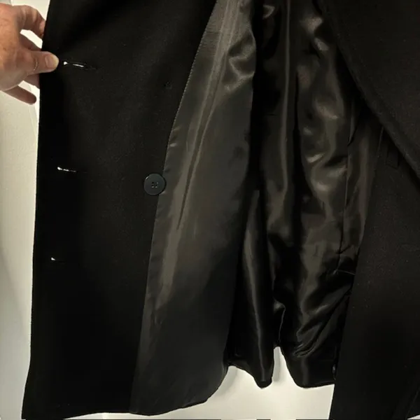Ann Taylor Anne Klein Black Wool Pea Coat Double-Breasted XL Button Front Notch Lapel Urban - Image 11