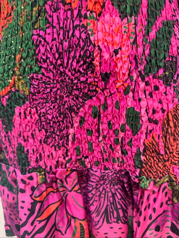 Farm Rio Boho Cool Leopards Mini Dress V-Neck Smocked Mini Dress Size Large - Image 7
