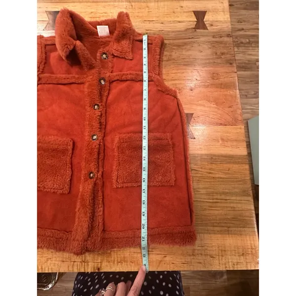 Women's Unbranded Vest Orange Faux Shearling - Image 7