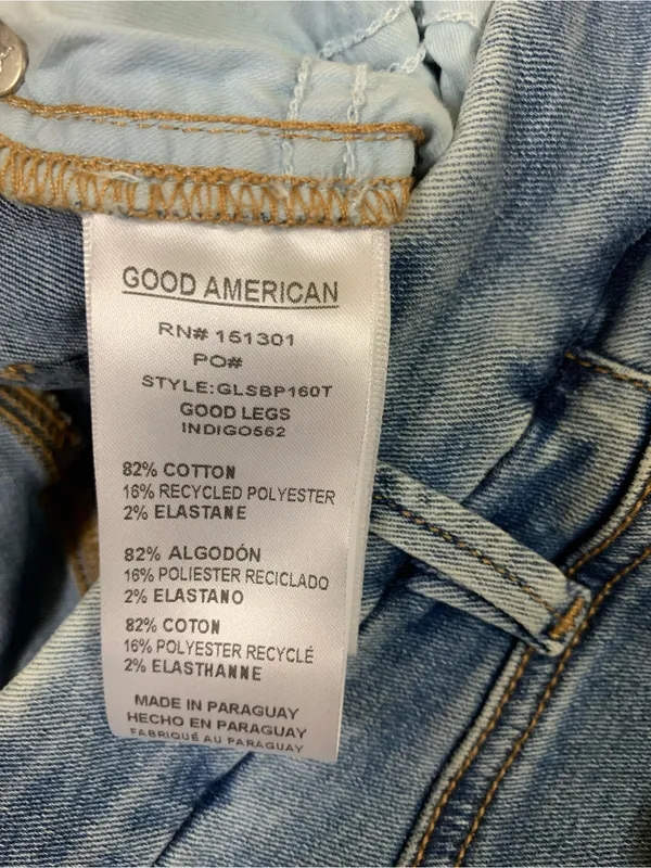Good American Good Legs High Rise Skinny Stretch Blue Jeans Raw Hem 0 25 - Image 4