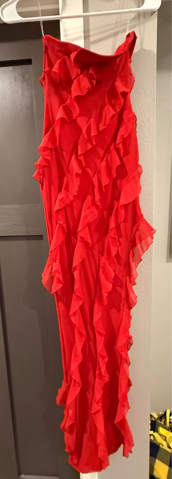 Oh Polly Nevali Bandeau Ruffle Maxi Dress Red - Image 7