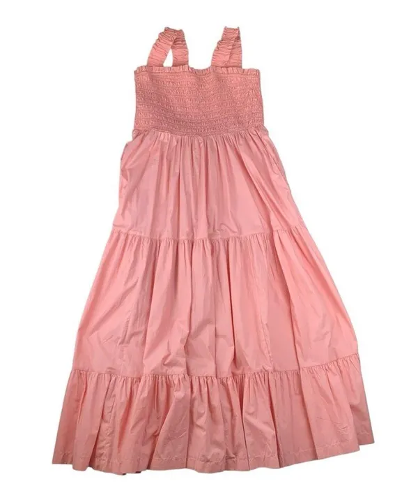 Abercrombie & Fitch women's XXL Pink tiered maxi Smocked Dress preppy guest 2x - Image 2
