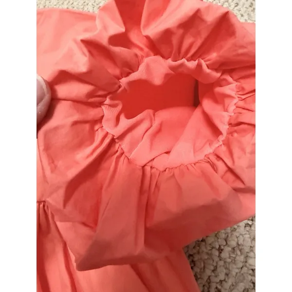 Pomander Place Coral Peplum Babydoll Top Balloon Sleeve Cotton XS‎ Tuckernuck - Image 11