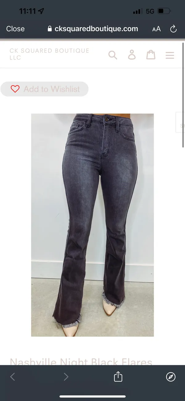 Black Bell Bottom Jeans Size L - Image 2
