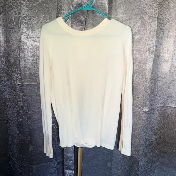 Lululemon Cashlux‎ Still At Ease Cream Open Tulip Back Long Sleeve Knit Sweater - Image 5