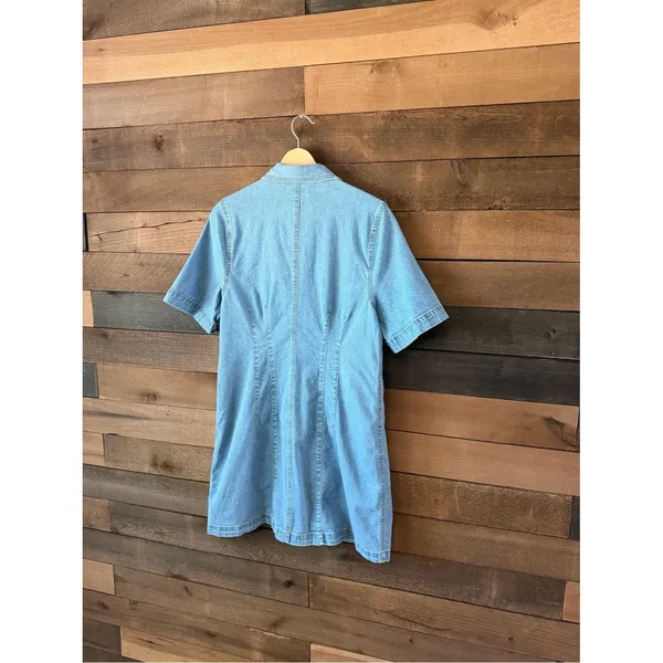Madewell Denim Shirt Dress Snap Front Stretch Jean Dress Size 14 - Image 7
