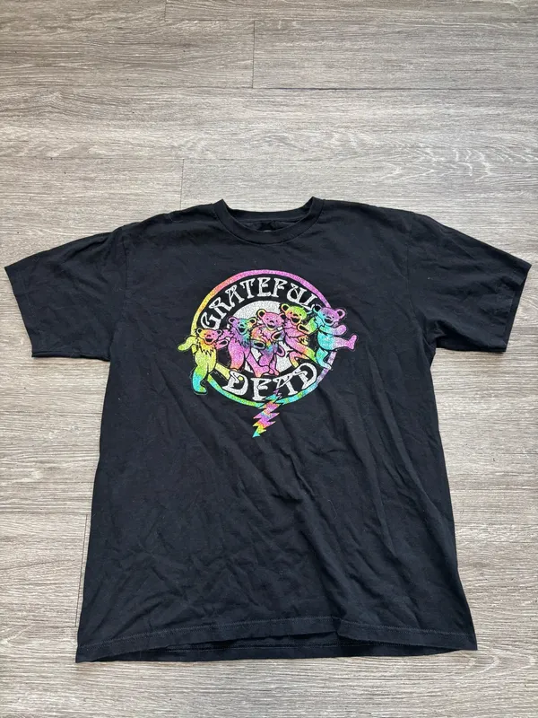 Black Grateful Dead Dancing Bears T-shirt with A Rainbow Graphic Size Large - Image 2