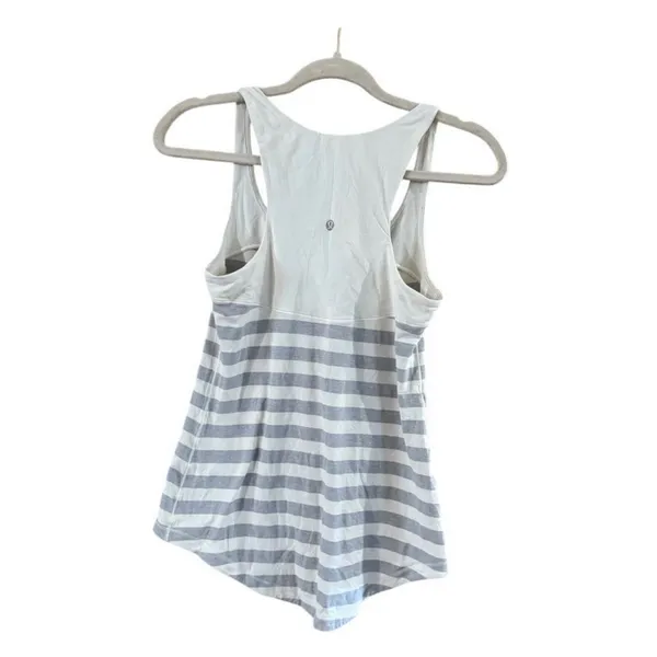 Lululemon Striped Gray and White Women's Tank Top - Image 3
