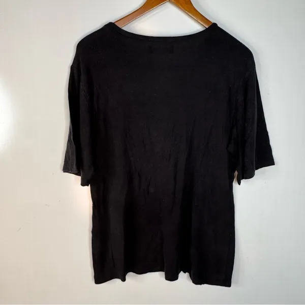 Reformation Black Ribbed Short Sleeve Shirt Size Small‎ - Image 2