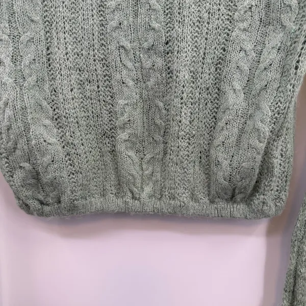 Free People Angel Soft Sweater Small Mint Green Alpaca Blend Oversized Open Knit - Image 3