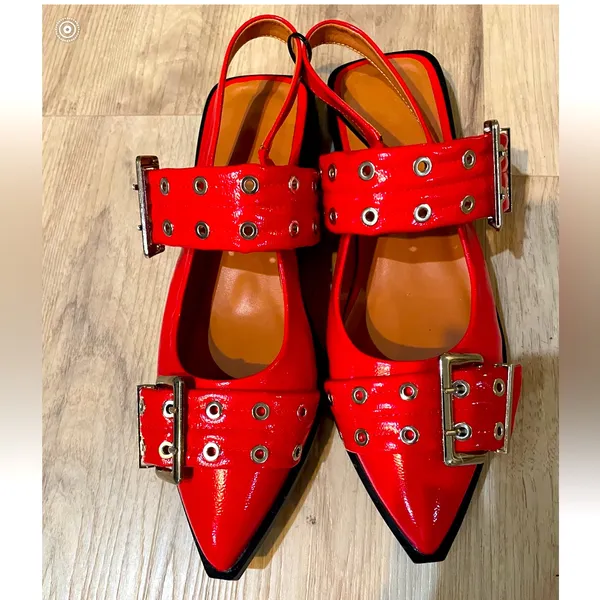 Red ballet flats with grommets size 11 - Image 4