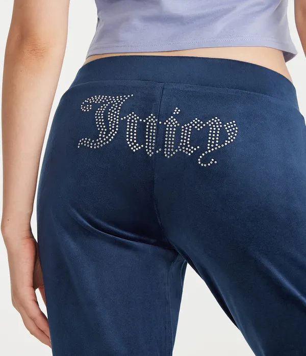 Juicy Couture Navy Blue Rhinestone Logo Velour Sweatpants Size L NWT🦋 - Image 5