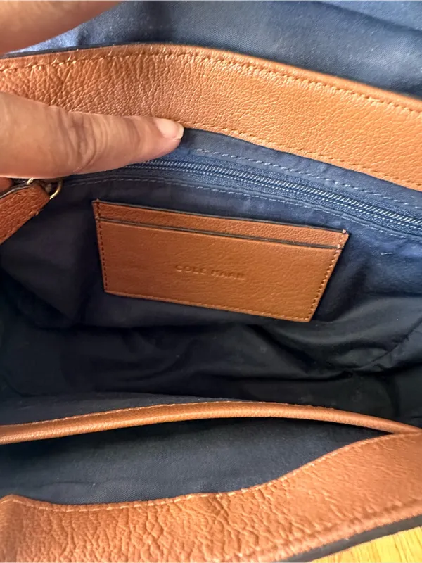 Cole Haan Valise Jenna Cognac Leather Crossbody Shoulder Bag Turn Lock Purse - Image 9