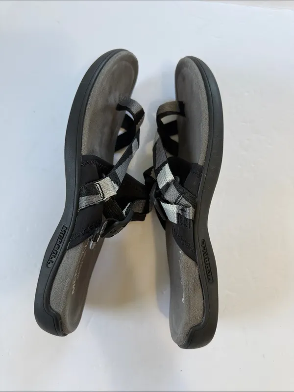 Merrell Black and Gray Webbing Toe-Loop Slide Sandals - Image 6