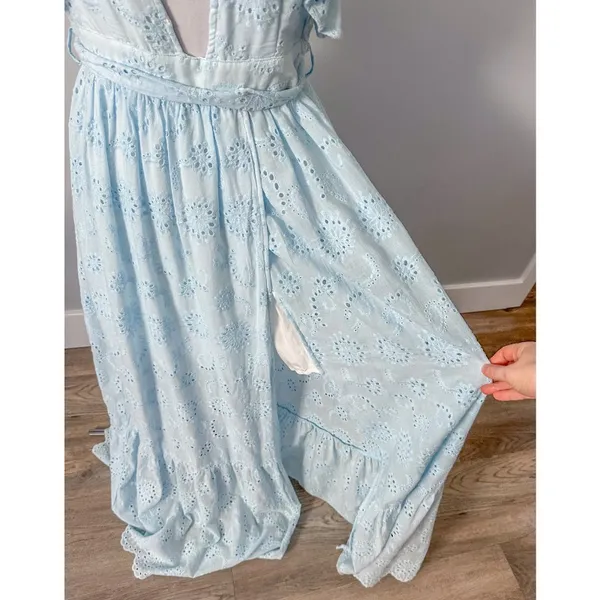 Malibu Bum Baby Blue Eyelet Maxi Dress - Image 9
