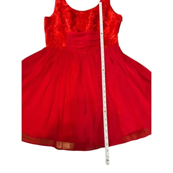 Free People Vibrant Red Crushed Velvet Party Mini Baby Doll Dress Sz‎ 8 - Image 11