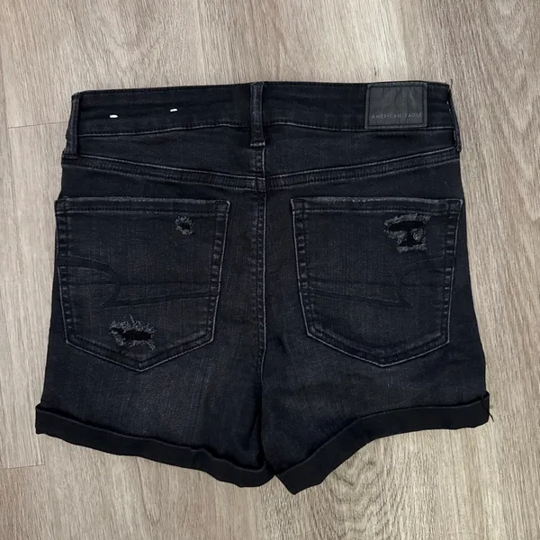 American Eagle Black Shorts High-Rise Shortie Denim - Image 2