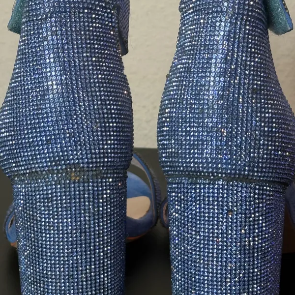 Jeffrey Campbell Blue Rhinestone Block Heels Mismatched Size Left 7.5 Right 8 - Image 12
