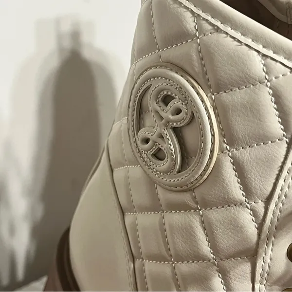 Sam & Libby‎ Women's Otis Quilted Heeled Ankle Boot In Soft Eggshell Size 9 - Image 6