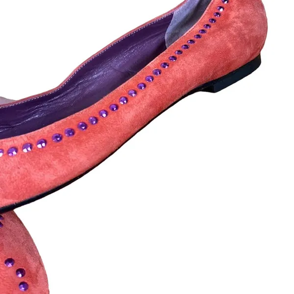 Marc Jacobs Suede Red & Purple Beaded Bow Detail Flats Shoes Women Sz 36 - Image 11
