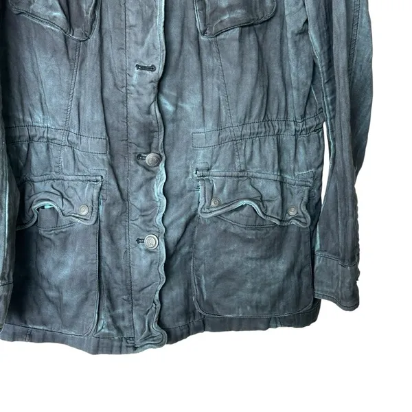 Free People Double Cloth Jacket Military Drawstring distressed tie dyed Size S - Image 8