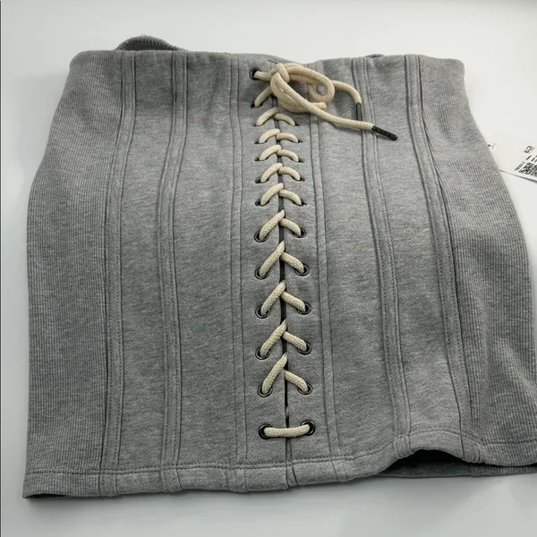 Forever 21 Heather Gray Lace-Up Skirt - Image 12