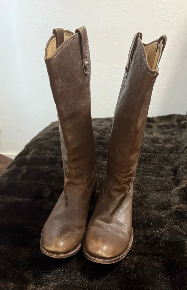 FRYE MELISSA BUTTON BOOTS 10 B leather tall equestrian western horse - Image 3
