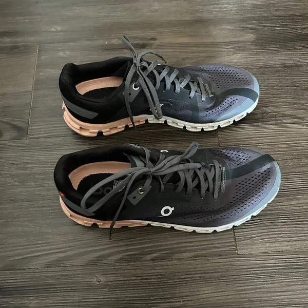 On Running Black Gray and Pink Accent Sneakers - Image 6