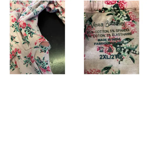 Vera Bradley Pajama Set Womens 2XL Pink Floral Jersey Button Front Lounge Pants - Image 16