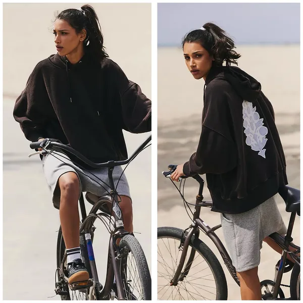 Free People Movement Sprint To The Finish Logo Hoodie Sweatshirt Size Medium - Image 2