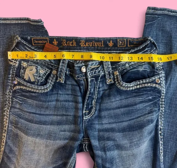 Rock Revival Angie Bootcut Jeans Women's Size 27 Embellished Blue Denim - Image 2