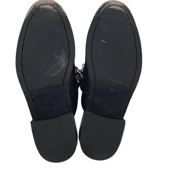 Free People Womens Leather Chain Slip-On Vida‎ Mule Loafers Black Size 37.5 - Image 9