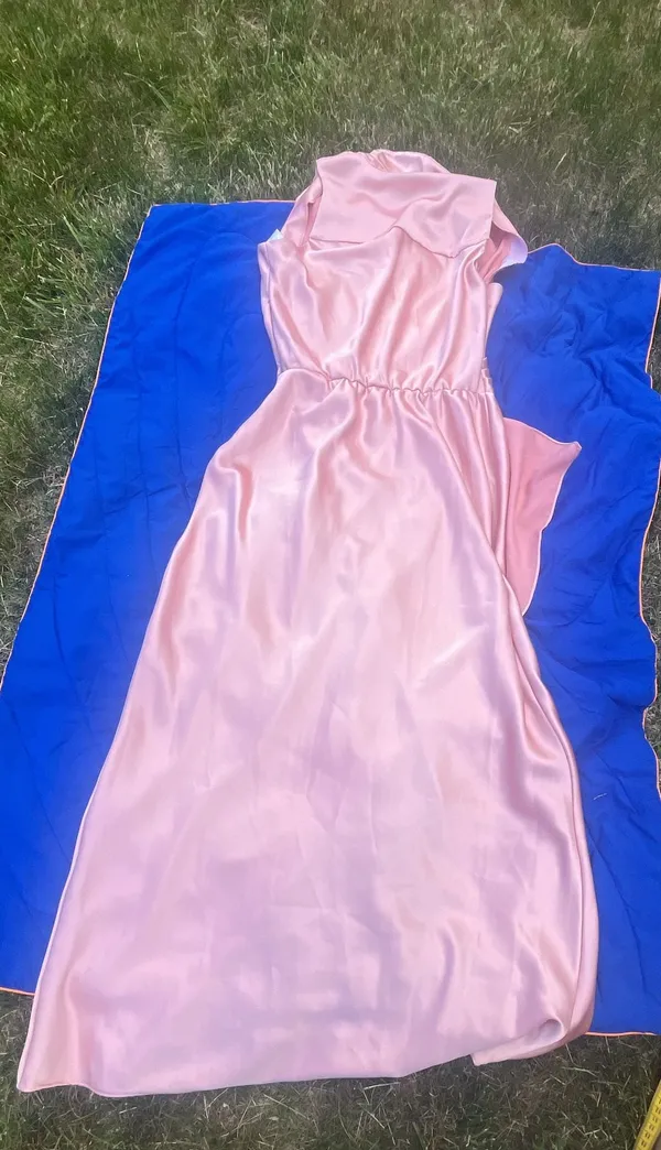 Xscape Women's Pink Satin Collared Wrap Front Maxi Dress Size 16 - Image 10