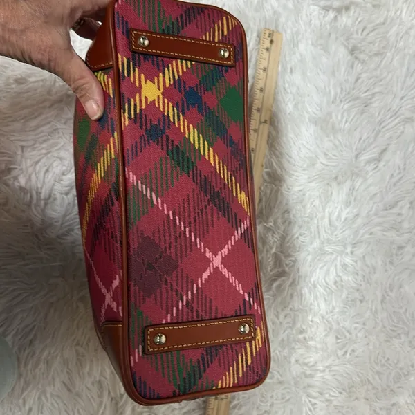 Dooney and Bourke Plaid Tartan Dome Handbag with Pebbled leather - Image 11