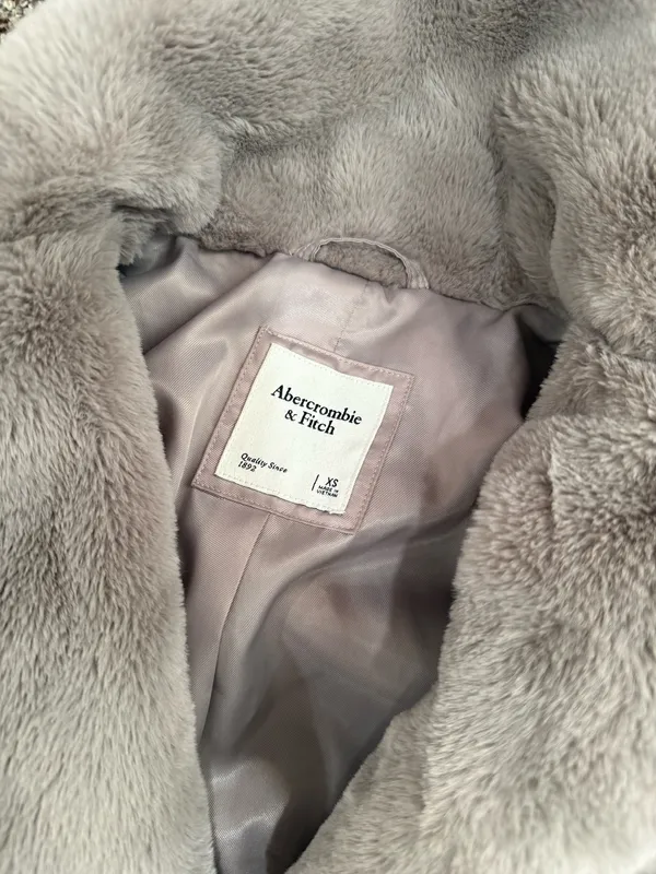 Abercrombie Grey Faux Fur Coat - Image 2