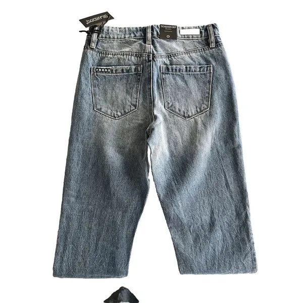 BlankNYC Denim Jeans Button Fly Crop High Rise Blue Distressed Women’s 24 Ripped - Image 6