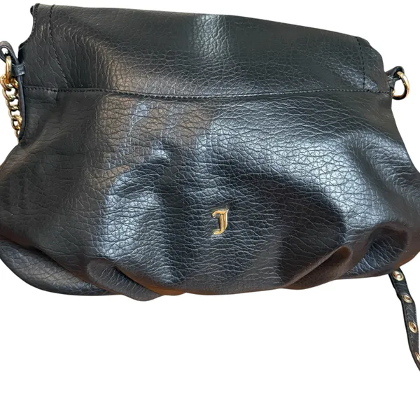 NWOT Juicy Couture Black Slouchy Crossbody Purse Bag Gold Hardware Pink Interior - Image 3