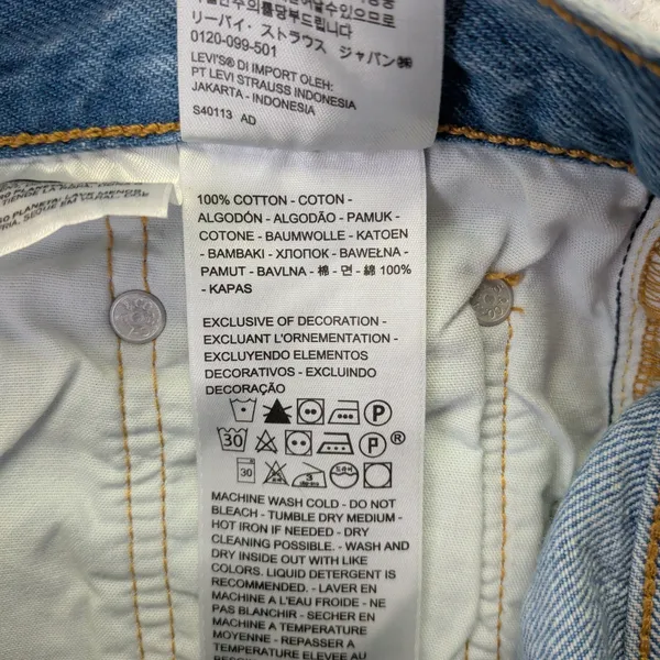 Levis 501 Original Womens High Rise Straight Leg Distressed Jeans‎ Blue W27 L26 - Image 5