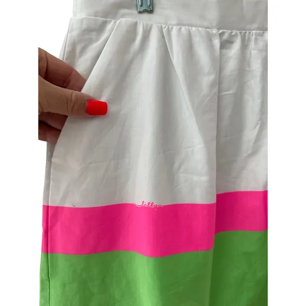 Lilly Pulitzer Colorblock Stripe Mimosa Skirt Scallop Hem Pockets Size‎ Large - Image 10
