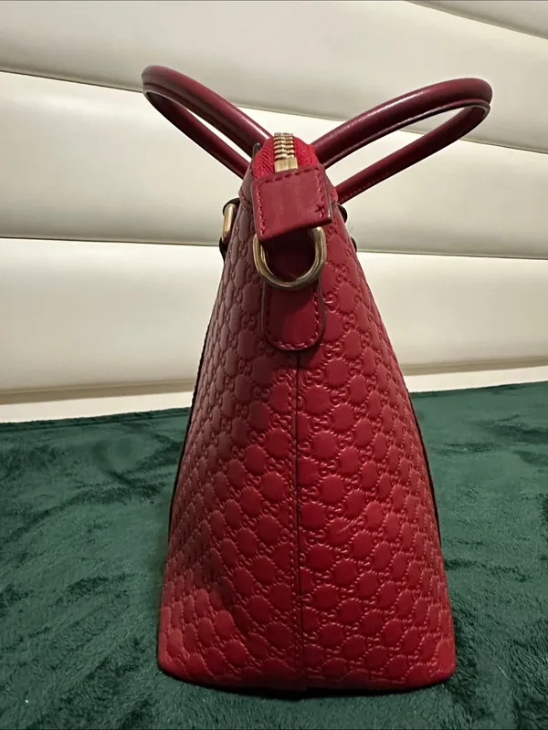 Gucci Micro Guccissima 2-Way Bag in Dark Red - Image 6