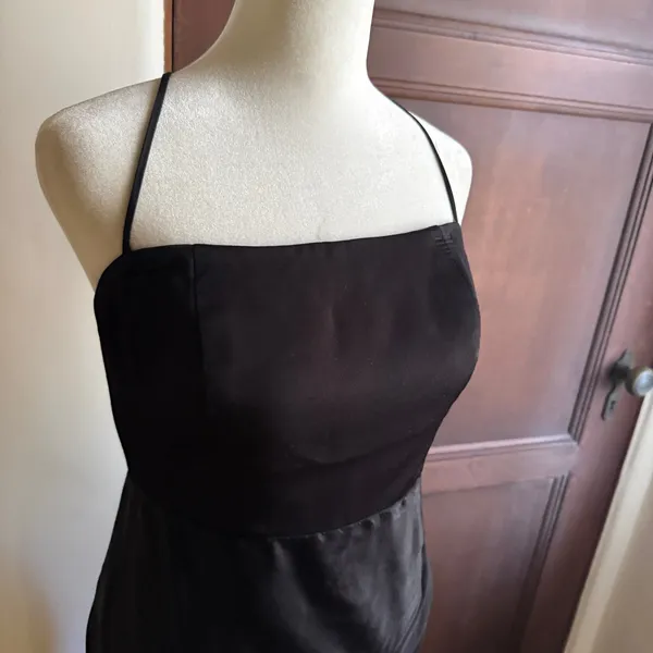 MANNING CARTELL | Miami Heat Black Satin Lace up strappy back Midi dress Size 8 - Image 5