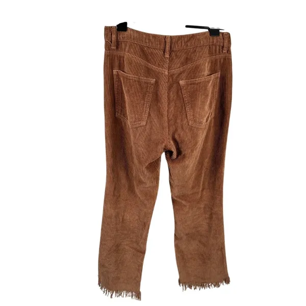 Reformation High Rise Corduroy Crop Flare Pants Frayed‎ Hem High Rise Brown 28 - Image 2