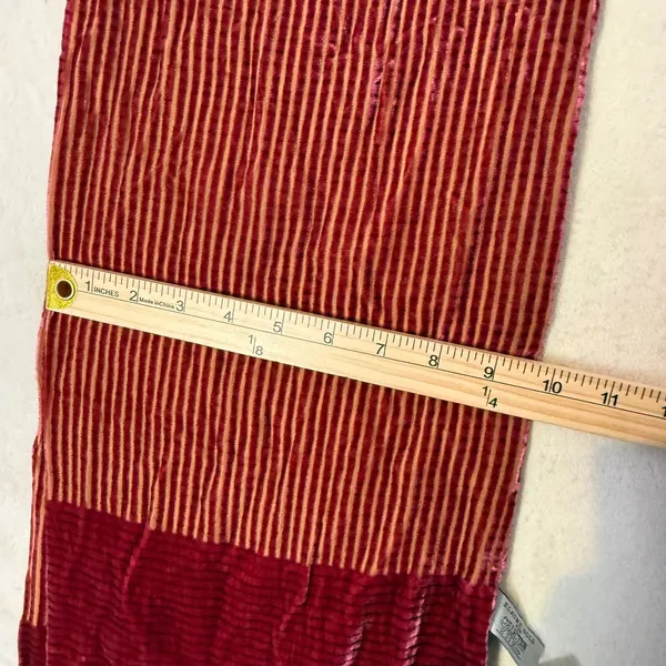 Elaine Gold Burnout Crushed Velvet Scarf Silk Blend Striped Whimsigoth 49" NEW - Image 3