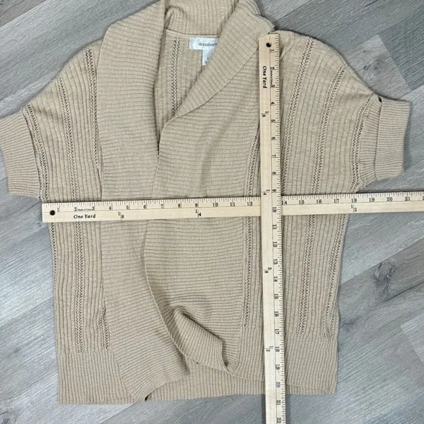 Dress Barn Vintage Open Front Cardigan Topper‎ Sweater Tan Small - Image 12