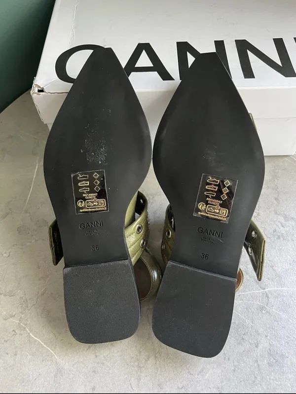 Ganni Wide Welt Buckle Ballerina Flats - Image 6