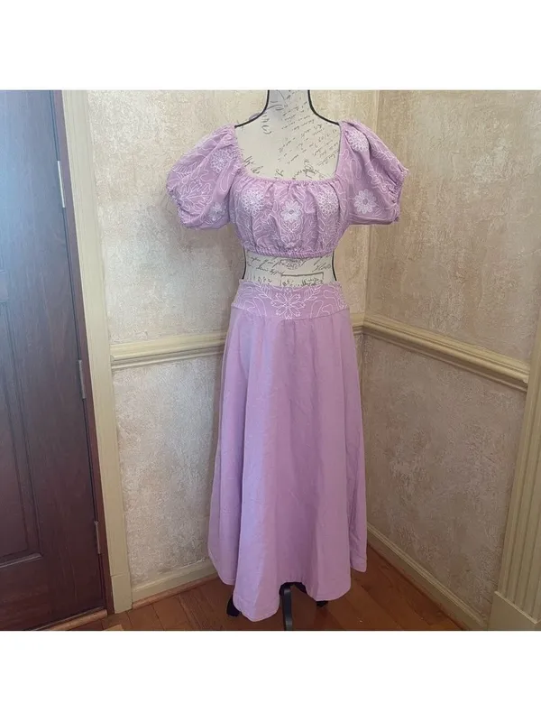 Free People Lotus Orchid Purple Sz. Small Set Skirt and crop top 100% cotton - Image 7